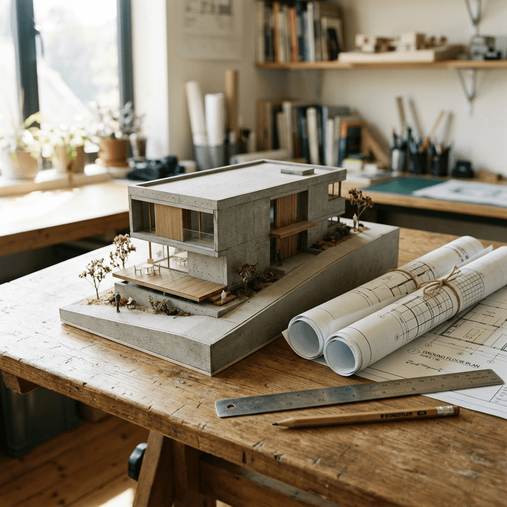 Syntarqui Minimalist Concrete Building Blueprints